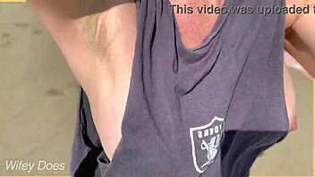 i walked the beach nude showing off my big milf tits