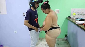 Pizza guy bends over huge tits milf for rough payment fuck