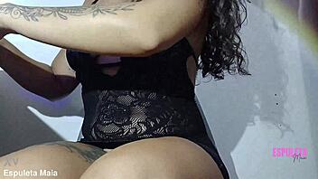 Preview: Spying Under Table on Huge Pussy Solo Masturbation