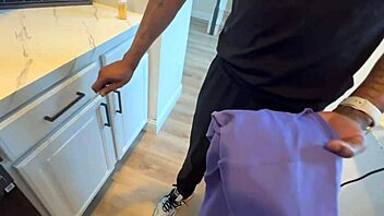 Guy rips yoga pants for sneaky fuck