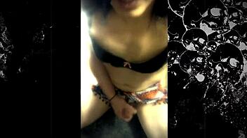 Amateur shemale Khora strokes to cumshot