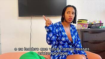 brazilian milf housewife bathes then gets covered in cum by huge cock