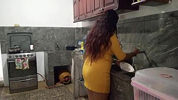 i pull down my stepbrother's pants in the kitchen for a homemade deepthroat treat