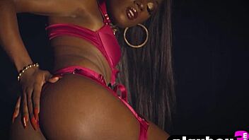 god this ebony milf's lingerie pose exposes her sexy petite tits