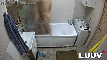 Luuv esteban and foxy shower flashing natural tits
