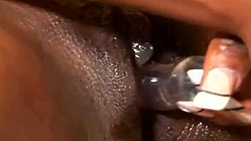 dirty ebony babe takes hardcore pounding with massive toy