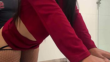 Rip tight pussy apart after catching bathroom pee!