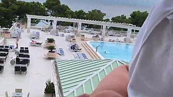 lisa and i masturbate flashing pussies on croatian holiday balcony!