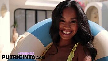 Soaked putri cinta gropes big ass tits underwater 😈💦