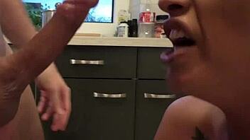 deutsche milf caught in kitchen for mmf threesome