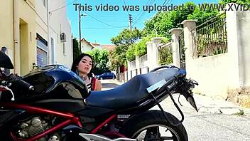 I ride with this cute brunette biker chick licking her wet pussy passionately