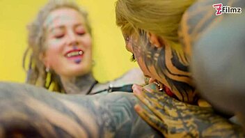 tattooed punk goth lesbians spit dildos and tongues 👅💦