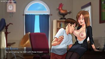 Wow, pounding natural tits milf in her office during Summertime Saga!