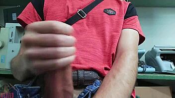 Skinny Solo Desk Masturbation Big Cock Explosion