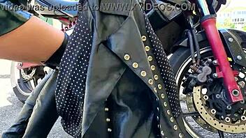 I ride with this cute brunette biker chick licking her wet pussy passionately