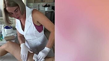 Russian nurse milf, show me that smooth shaved pussy under latex gloves in hospital play