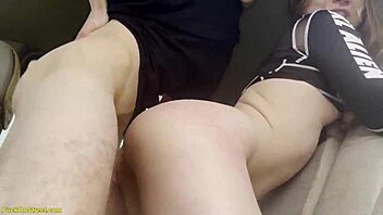 Real Teen Couple's Wild Backseat Car Fuck Facial