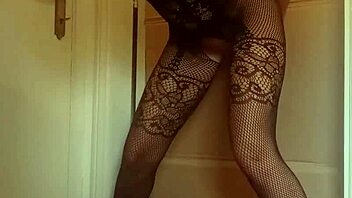 in nylon catsuit heels i deepthroat suck gloryhole cock til creampie swallow