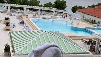 lisa and i masturbate flashing pussies on croatian holiday balcony!