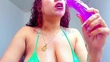 deepthroating huge dildo with sloppy saliva drooling everywhere 💦🍆