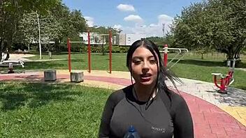 a stranger crashes workout for wild public car blowjob