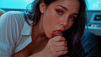 Busty milf Atkins Heaven sucks massive black cock till facial cumshot in arcade