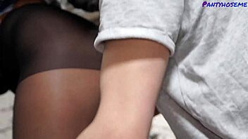 young stud seduces pantyhose milf for wild cowgirl and doggystyle pounding