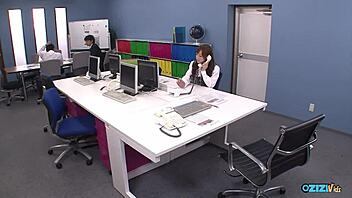 Boss demands secretary's eager cock sucking