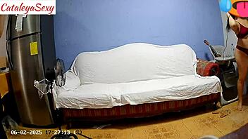 Big ass Latina milf model preps sexy outfit backstage for hot sex