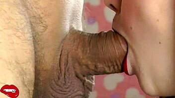 Juicy Red Lipstick Sloppy Deepthroat Close-Up Suction