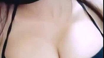 Stunning beauty's massive white tits tease in solo selfie reveal