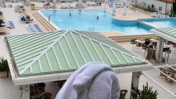 lisa and i masturbate flashing pussies on croatian holiday balcony!