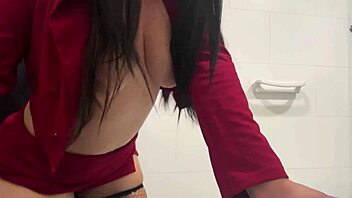 Rip tight pussy apart after catching bathroom pee!