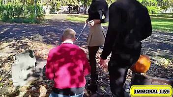 pumpkin slave dolly gets crushed in vengeful garage gangbang