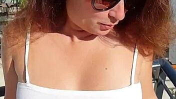 hot milf teases publicly then delivers pov blowjob