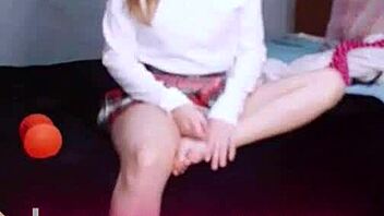 bonneyuwu showing off my small tits feet in miniskirt fetish tease