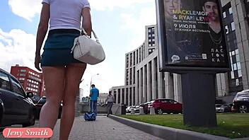 Jeny Smith Flashes Cute Ass Legs Upskirt Public Prt2!