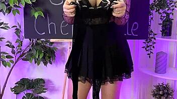 nylon club babe slips into fishnet tights teasing curvy legs