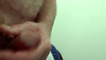 Rustyas1 jerks small cock hard in public toilet orgasm rush