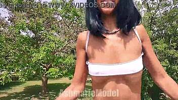 hairy latina bunny flashes thong panties bounces small tits in slutty exhibitionist dance