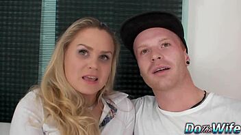 barra brass blonde wife teases anal creampie thrill next to hubby