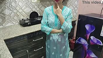 desi big tits mommy teaches stepson hardcore kitchen fucking with hindi dirty talk