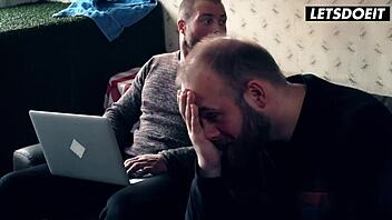 Fucking hot blonde big tits babe with best friend in horny hostel