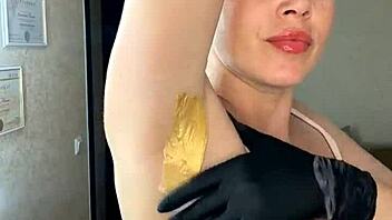 Sugarnadya teases armpits with horny waxing fetish closeup