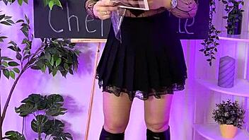 nylon club babe slips into fishnet tights teasing curvy legs