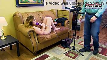 Keaton rams dildo deep in ginger pussy then begs for hard banging