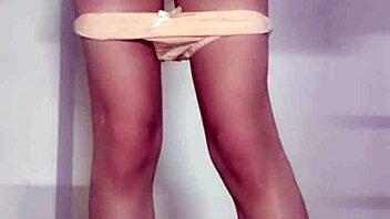 ladyboy masturbates outdoors cums in soaked panties upskirt