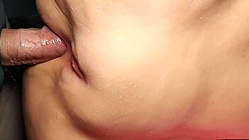 close up on her fat shaved pussy as the fuck doll takes double penetration toys deep