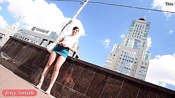 Jeny Smith Flashes Cute Ass Legs Upskirt Public Prt2!