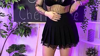 nylon club babe slips into fishnet tights teasing curvy legs